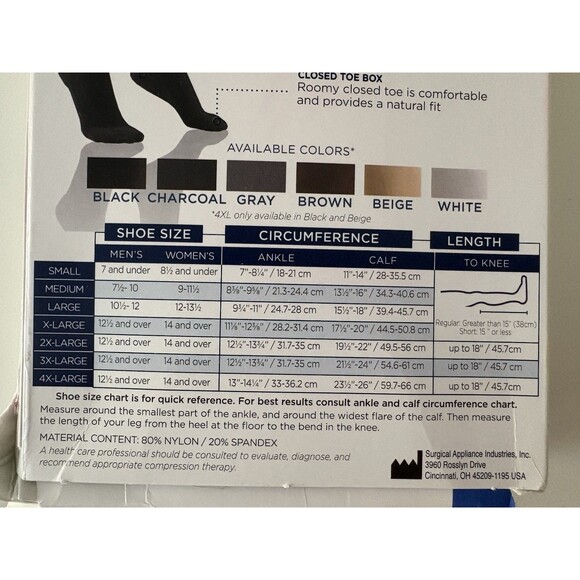 Truform Leg Health Medical Compression Stockings 20-30 mmHg Closed Toe Lg Black - Picture 7 of 10
